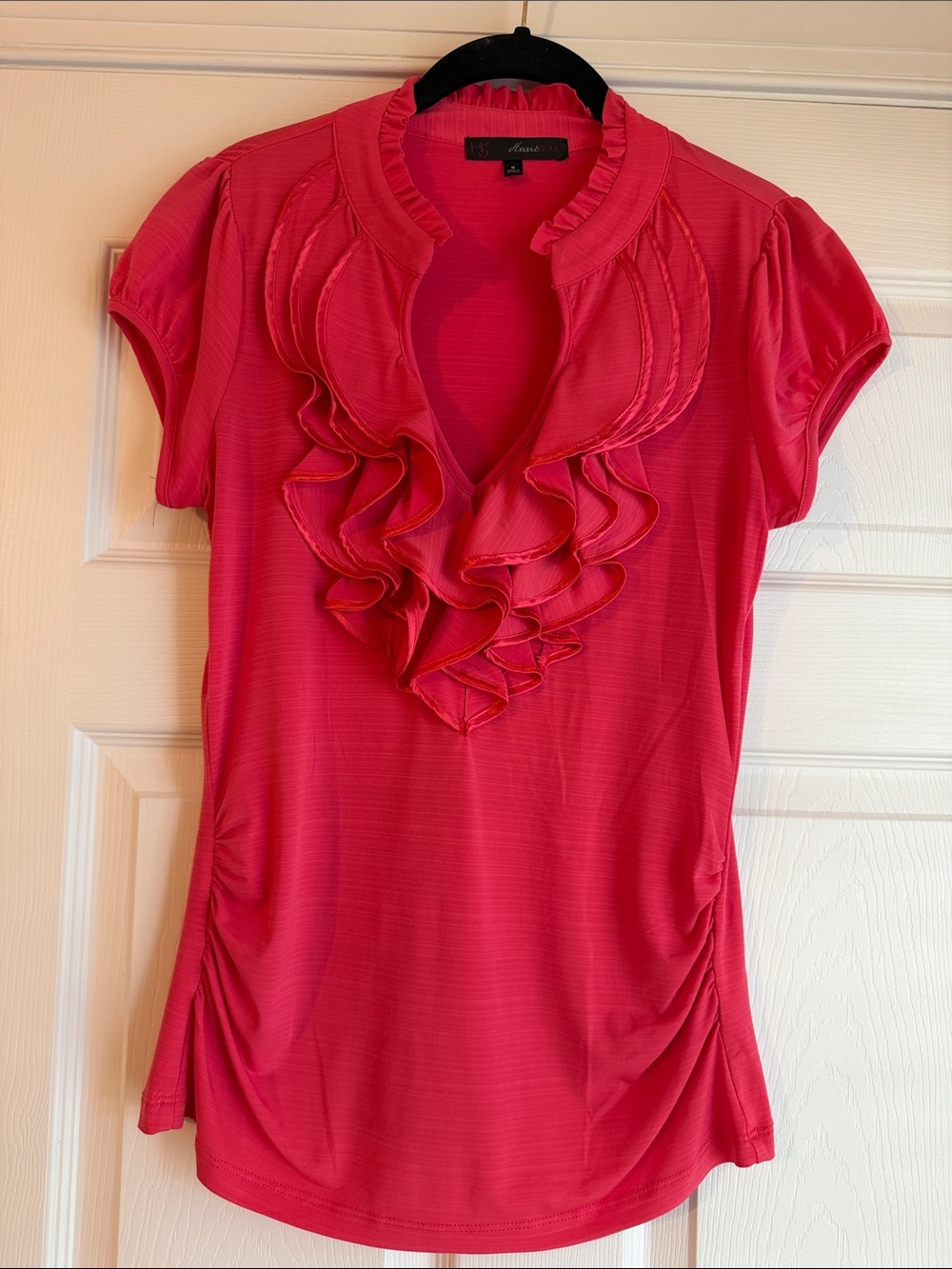 HeartSoul Pink Ruffled V-Neck Blouse